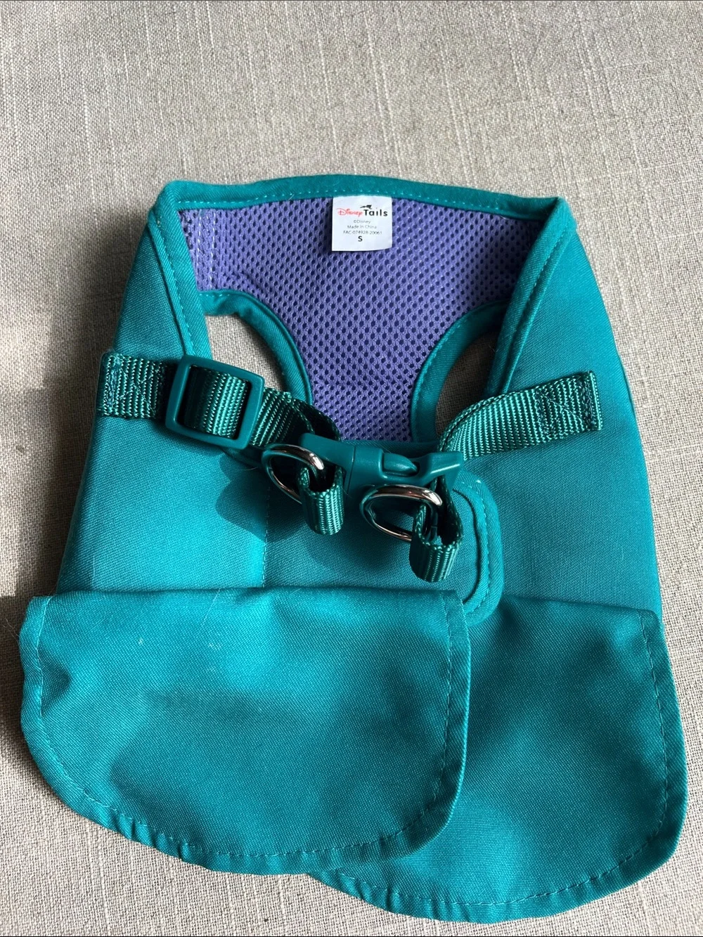 Disney Tails Haunted Mansion Cast Costume Teal & Purple Suit Dog Harness Vest